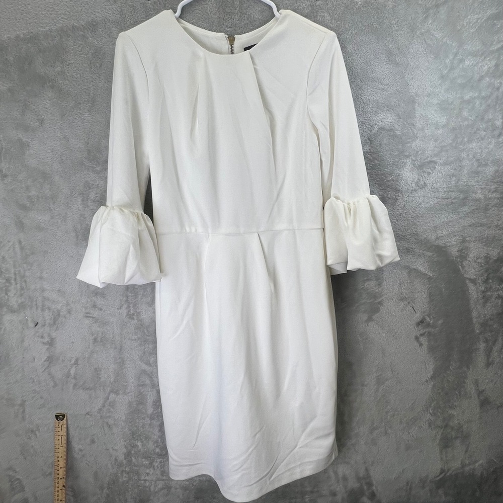 Betsy & Adam Ivory White Bell Sleeve Sheath Dress Size 10‎ Cocktail Bridal